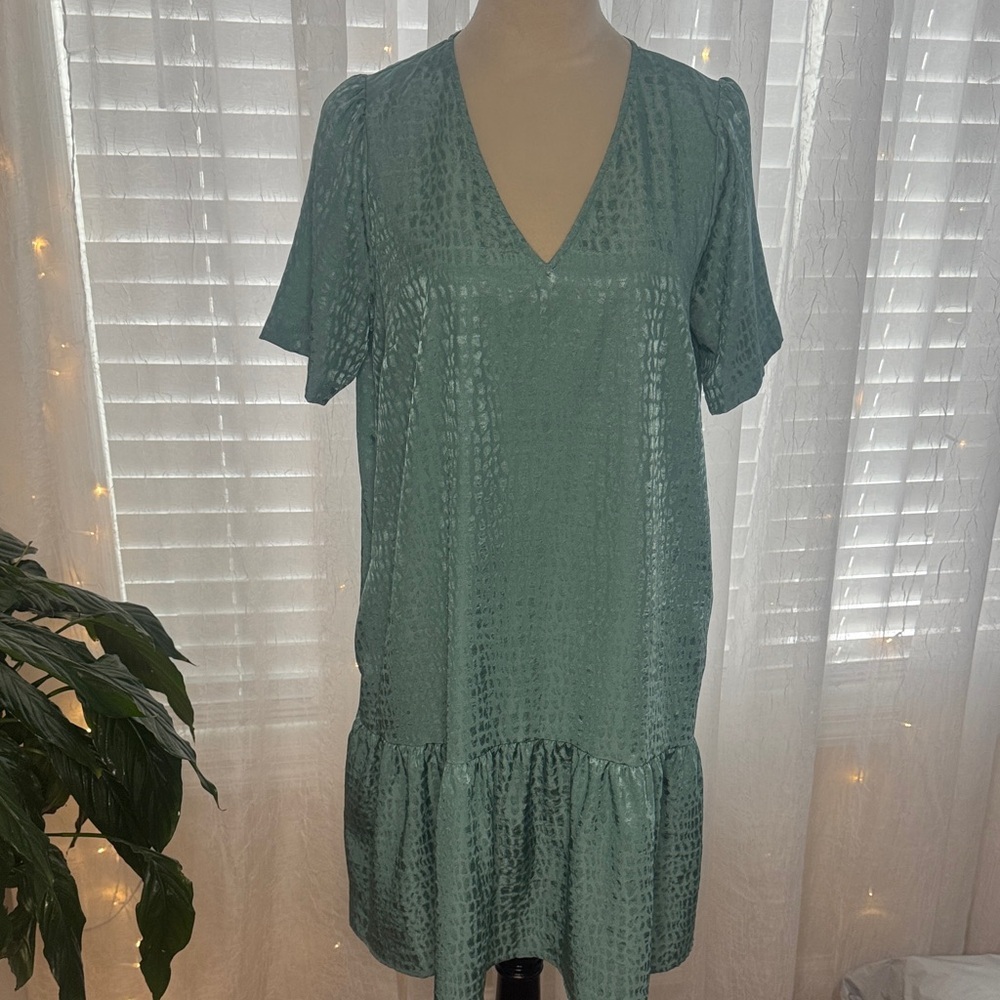 A New Day Textured Teal Midi Dress